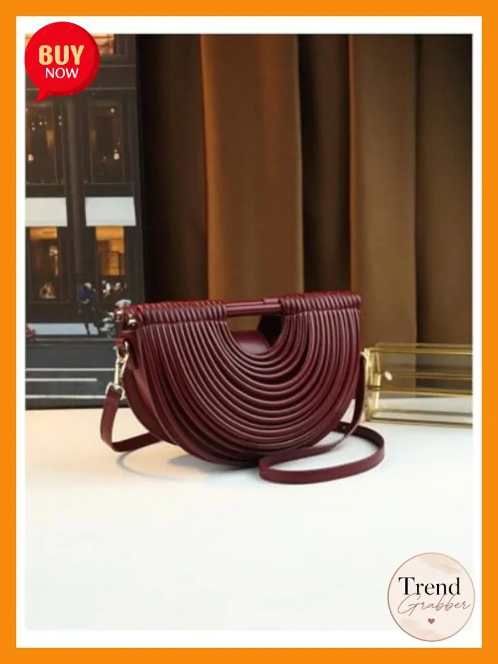 PU Leather Evening Clutch Purse Top Handle Crescent Handbag Crossbody Bag